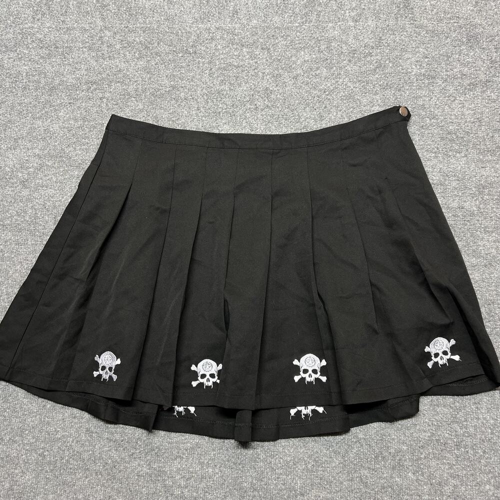 Dolls Kill Widow Mini Skirt Womens 2X Black Skull Embroidered Gothic Halloween